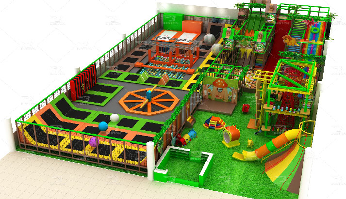 Indoor playground with forest theme